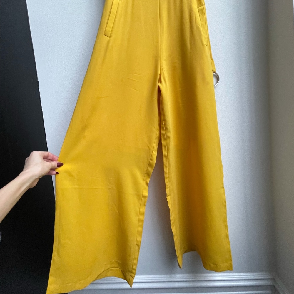 NWOT bright yellow wide straight leg Jumpsuit - Picture 4 of 6